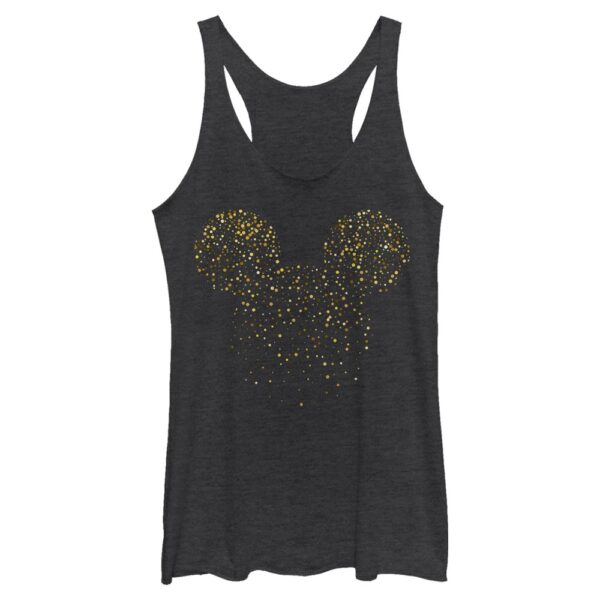 Women's Mad Engine  Heather Black Mickey & Friends Confetti Fill Graphic Tri-Blend Racerback Tank Top