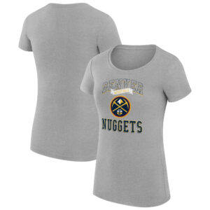 Women's G-III 4Her by Carl Banks Heather Gray Denver Nuggets Team Logo Fitted T-Shirt