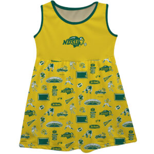 Girls Youth Vive La Fete  Gold NDSU Bison Impressions Artwork Tank Top Dress