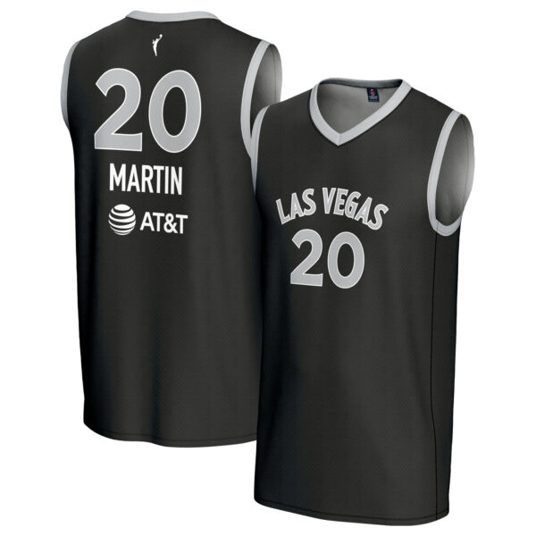 Youth GameDay Greats Kate Martin Black Las Vegas Aces Lightweight Replica Basketball Jersey - Image 5