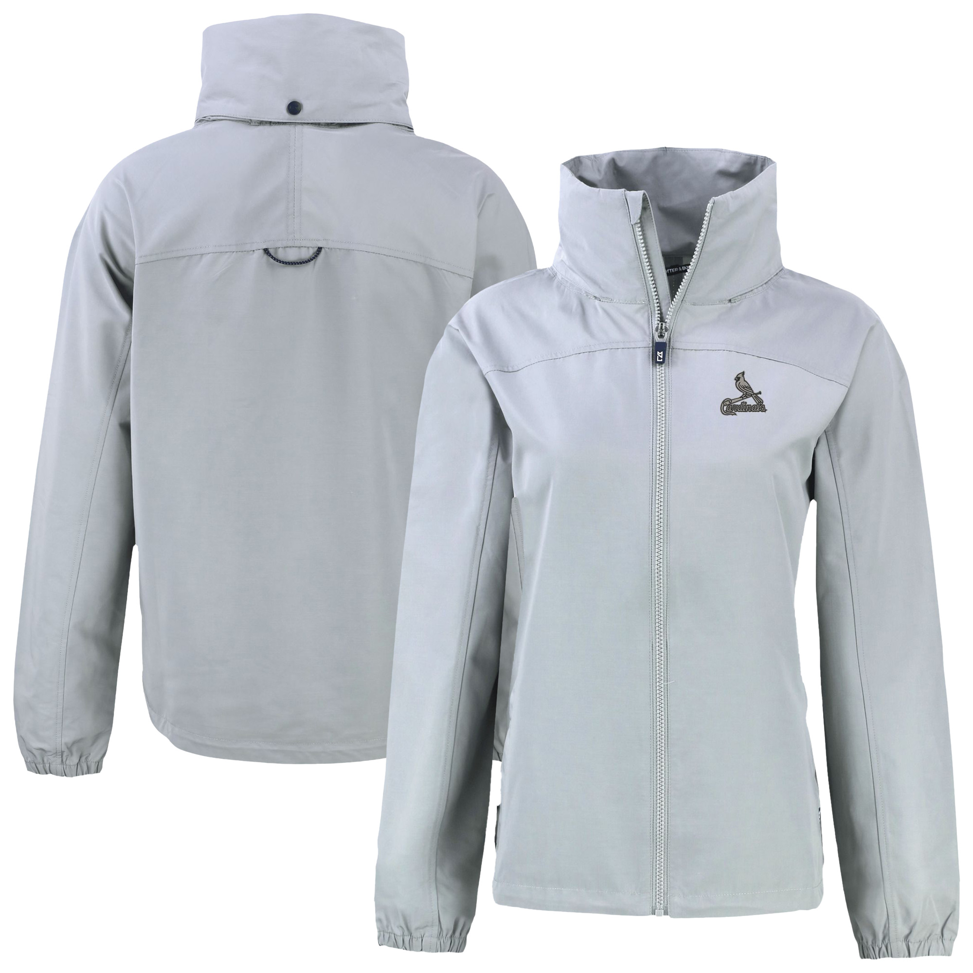 Women's Cutter & Buck Gray St. Louis Cardinals Charter Eco Recycled Full-Zip Jacket