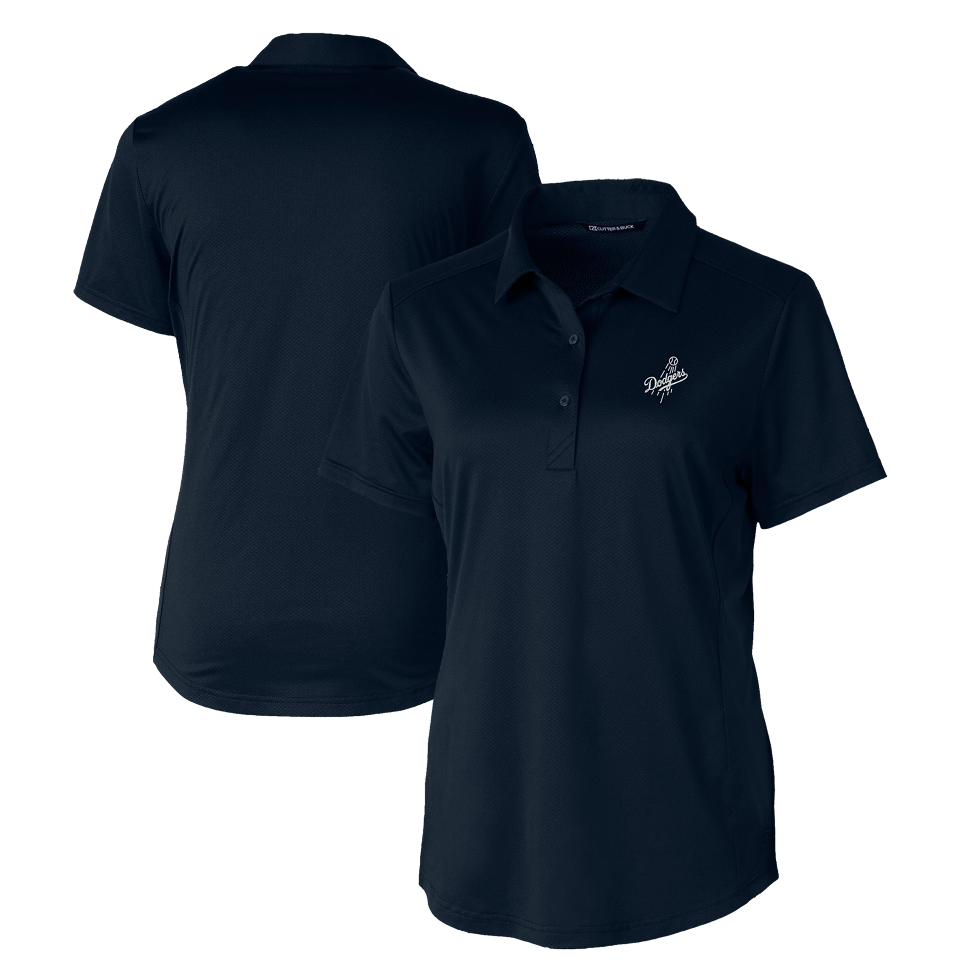 Women's Cutter & Buck Navy Los Angeles Dodgers Eco Textured Stretch Recycled Polo