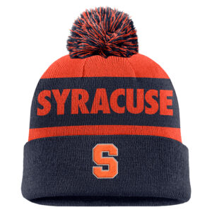 Men's Nike Orange/Navy Syracuse Orange Peak Stripe Cuffed Knit Hat with Pom