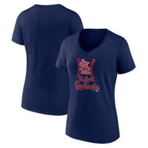 Women's Navy St. Louis Cardinals Fastball V-Neck T-Shirt