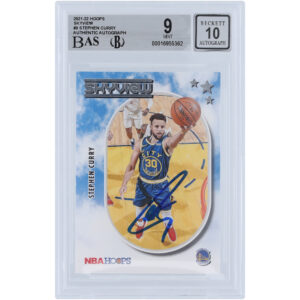 Stephen Curry Golden State Warriors Autographed 2021-22 Panini Hoops Skyview #9 BAS Authenticated 9/10 Card