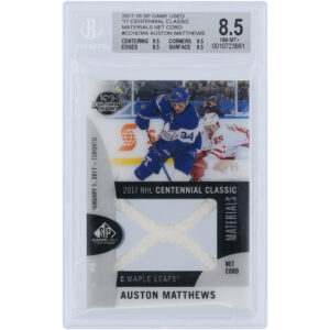 Auston Matthews Toronto Maple Leafs 2017-18 Upper Deck SP Game Used Net Cord Relic #CCNC-MA #11/35 BGS Authenticated 8.5 Card - 9.5,9.5,8.5,8.5 Subgrades
