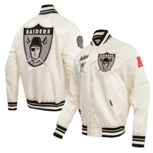 Men's Pro Standard Cream Las Vegas Raiders  Retro Classic Satin Full-Snap Jacket