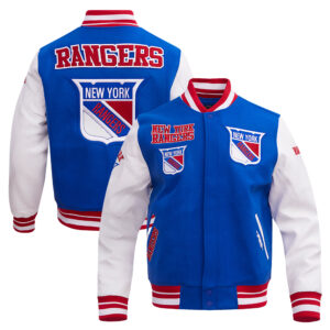 Men's Pro Standard Blue New York Rangers  Retro Classic Full-Zip Varsity Jacket