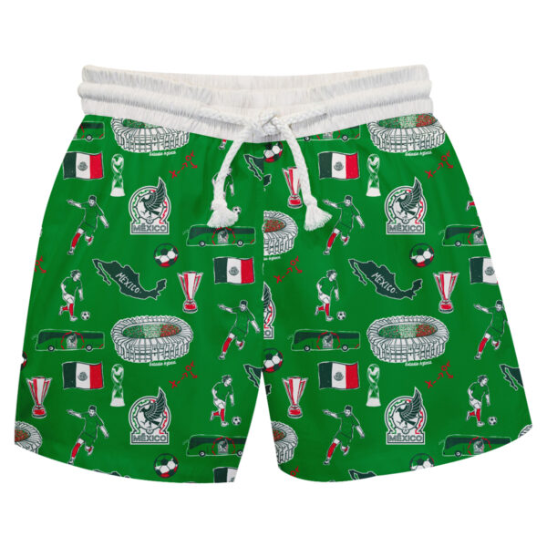 Youth Vive La Fete  Green Mexico National Team Impressions Artwork Swim Trunks