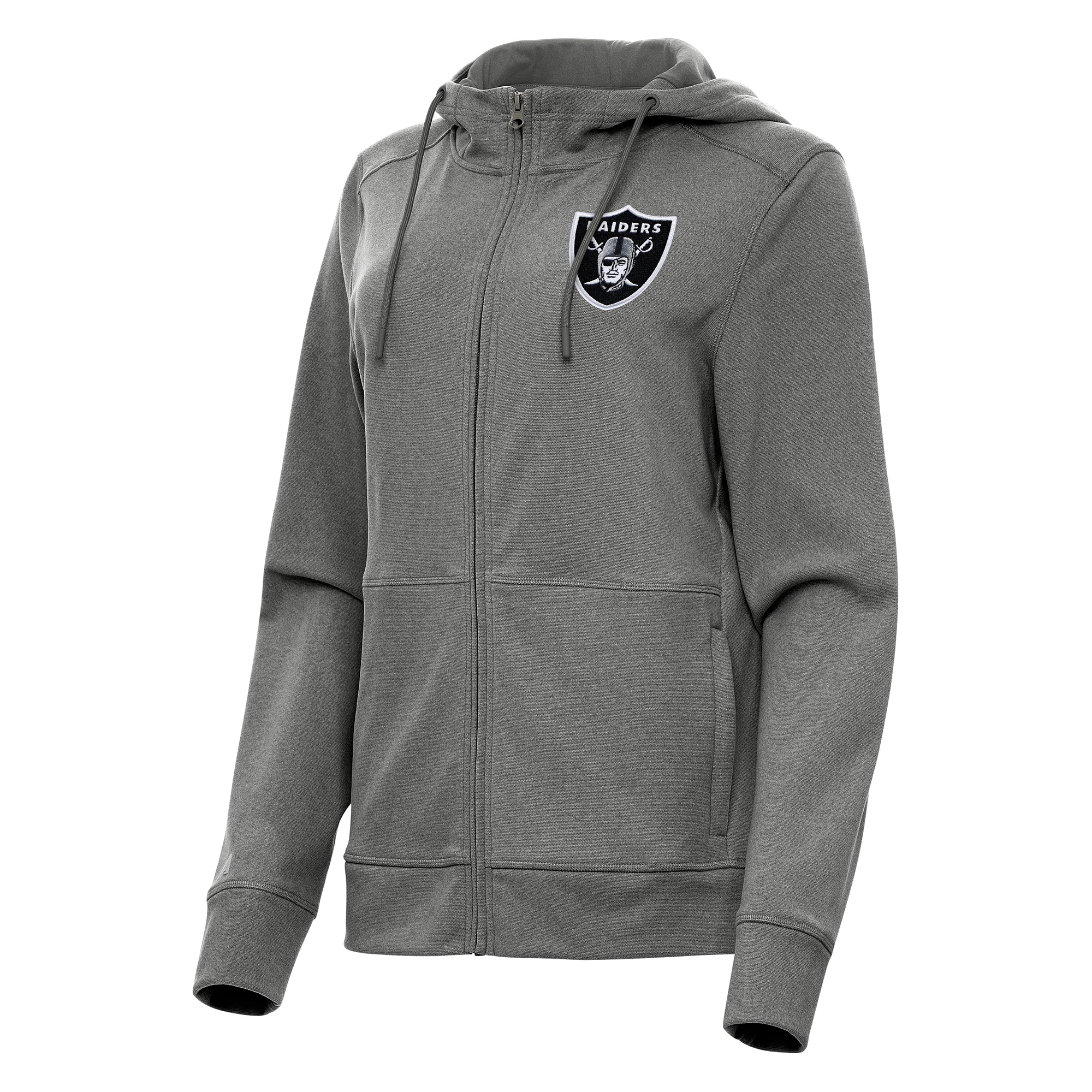 Women's Antigua Heather Charcoal Las Vegas Raiders Seeker Full-Zip Hoodie Jacket