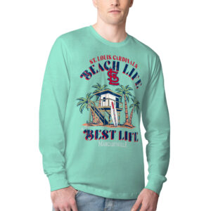 Men's Margaritaville Mint St. Louis Cardinals Beach Hut Graphic Long Sleeve T-Shirt