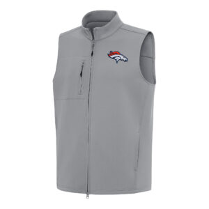 Men's Antigua Gray Denver Broncos Demand Full-Zip Vest