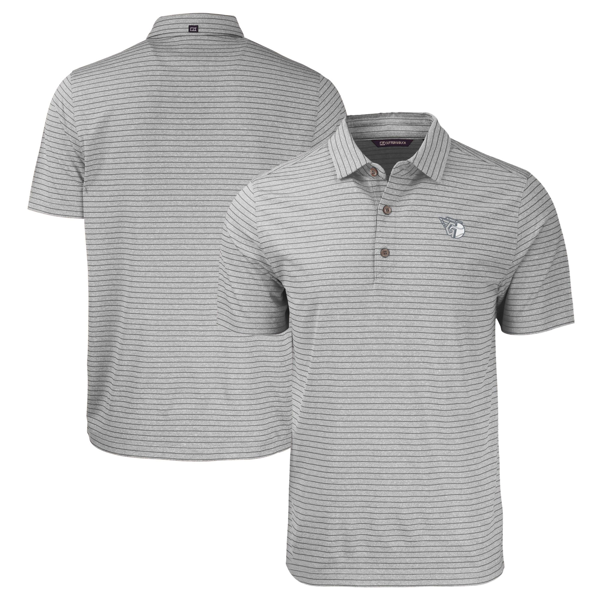 Men's Cutter & Buck Heather Gray Cleveland Guardians Big & Tall Forge Eco Heather Stripe Stretch Recycled Polo - Image 5