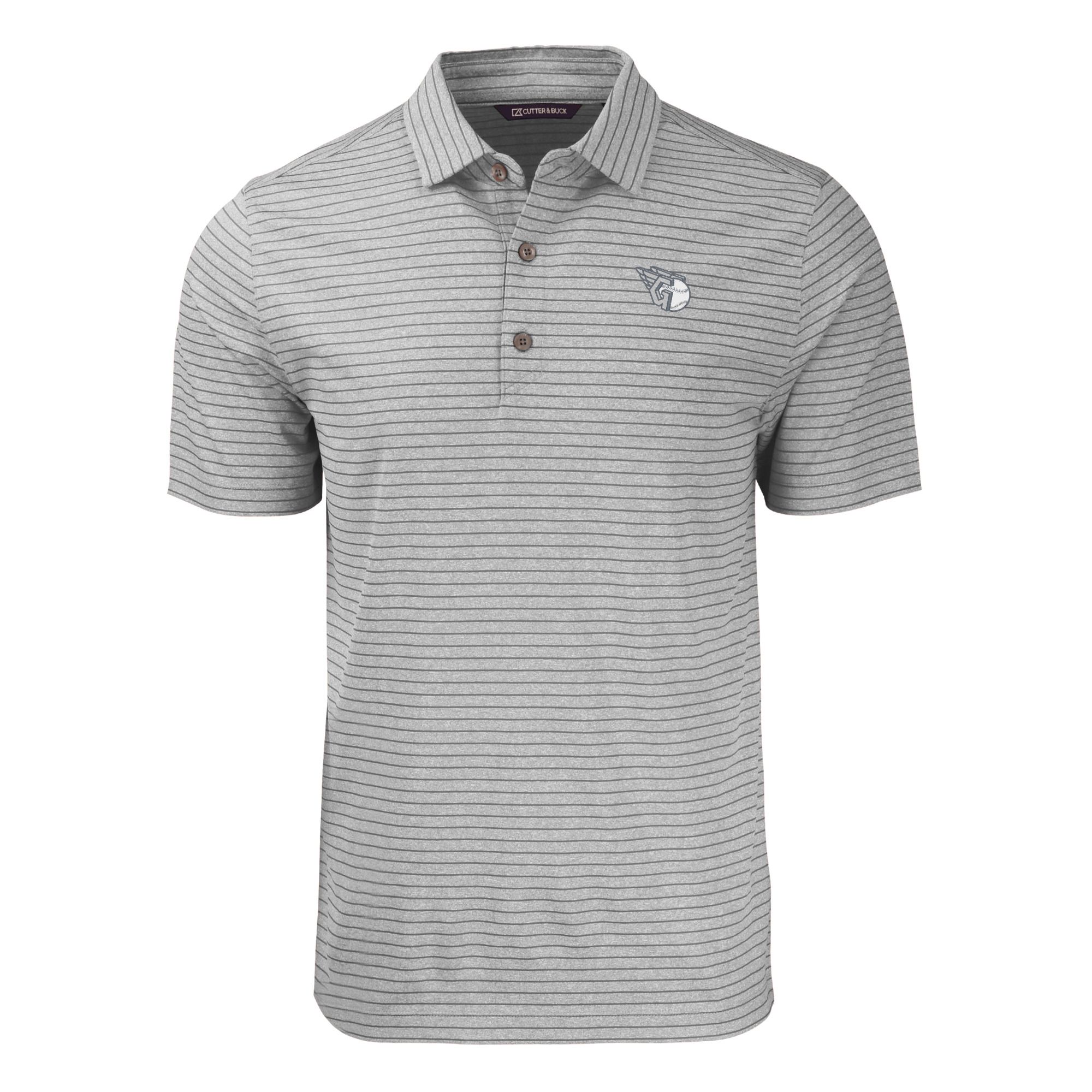 Men's Cutter & Buck Heather Gray Cleveland Guardians Big & Tall Forge Eco Heather Stripe Stretch Recycled Polo - Image 3