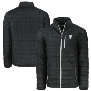 Men's Cutter & Buck Black Minnesota Twins Big & Tall Rainier Eco Insulated Puffer PrimaLoft Full-Zip Jacket