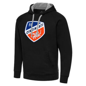 Men's Antigua Black FC Cincinnati Big & Tall Team Crest Victory Raglan Pullover Hoodie