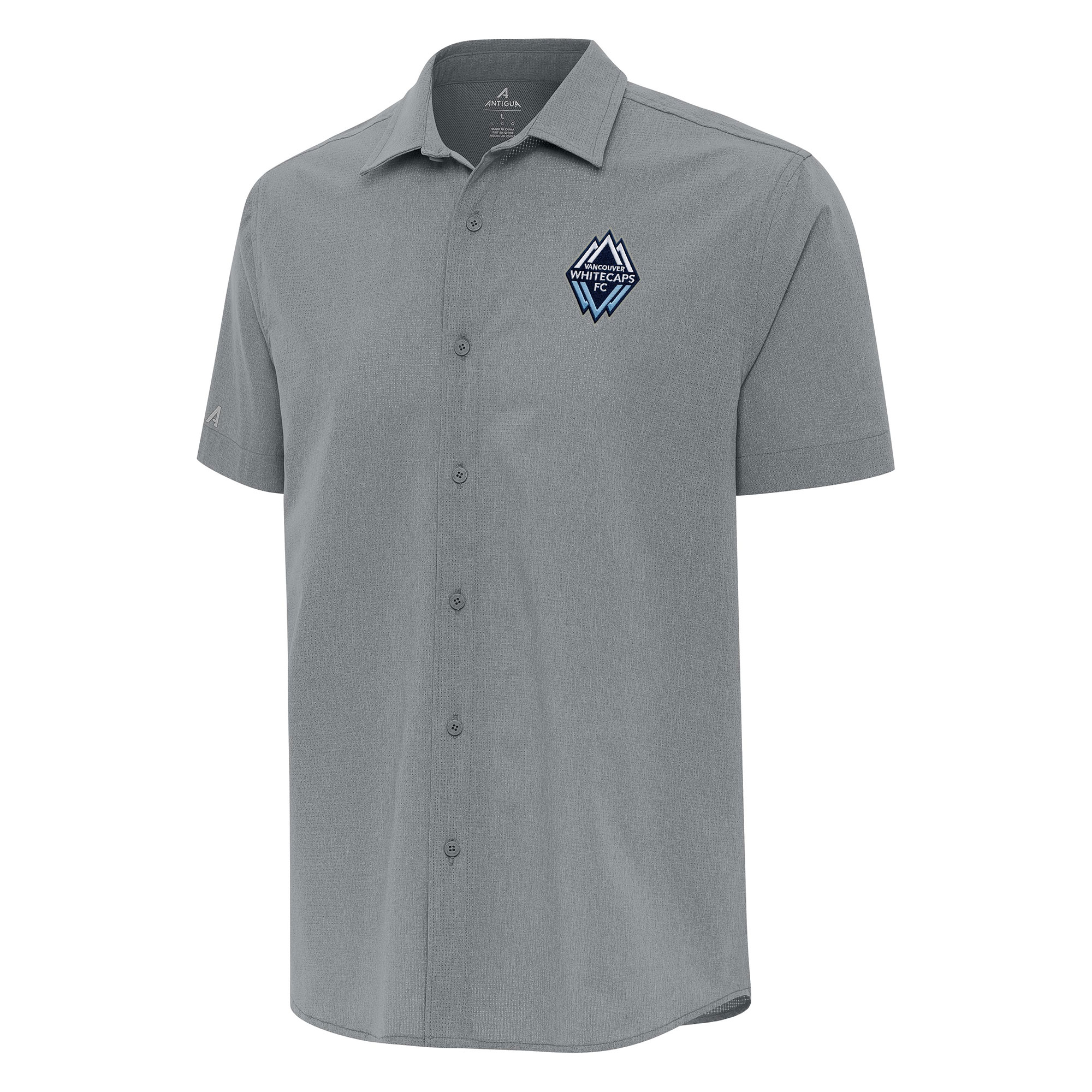 Men's Antigua Gray Vancouver Whitecaps FC Activate Woven Button-Up Shirt
