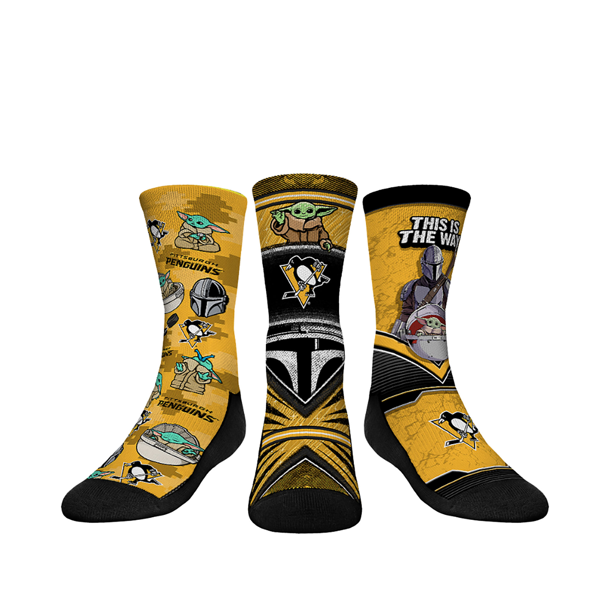 Youth Rock Em Socks Pittsburgh Penguins The Mandalorian 3-Pack Crew Socks