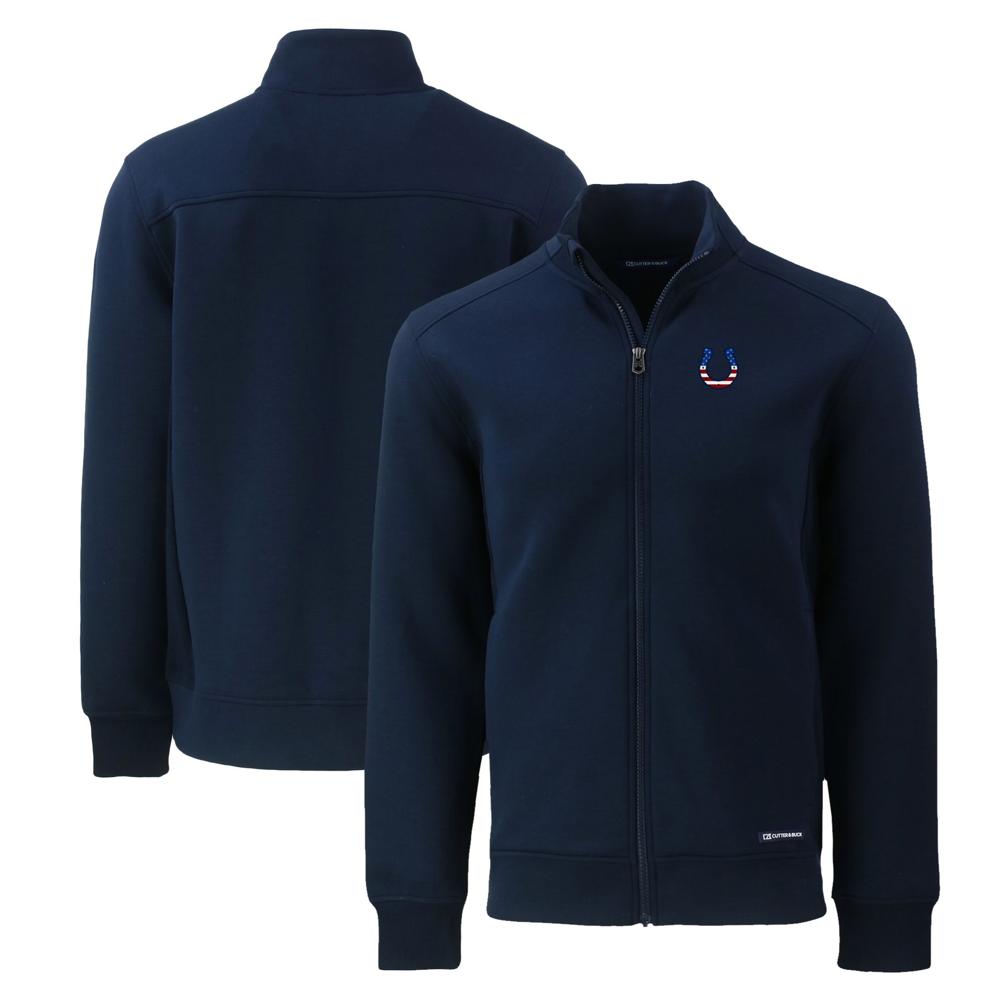 Men's Cutter & Buck Navy Indianapolis Colts Big & Tall Americana Roam Eco Recycled Full-Zip Jacket