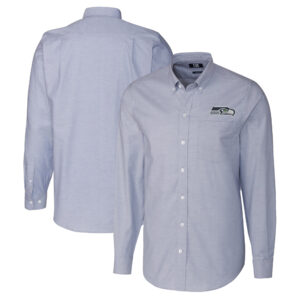 Men's Cutter & Buck  Light Blue Seattle Seahawks Stretch Oxford Big & Tall Long Sleeve Dress Shirt