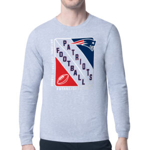 Men's Starter Heather Gray New England Patriots Shield Logo Long Sleeve T-Shirt