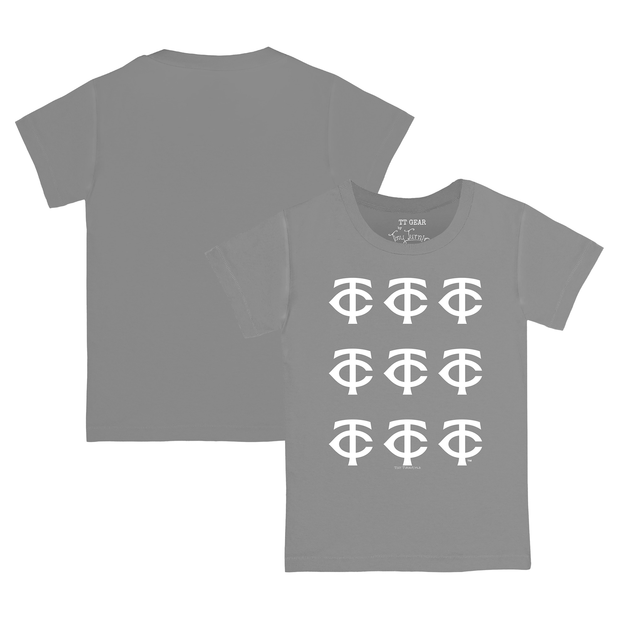 Toddler Tiny Turnip Gray Minnesota Twins Logo Grid T-Shirt