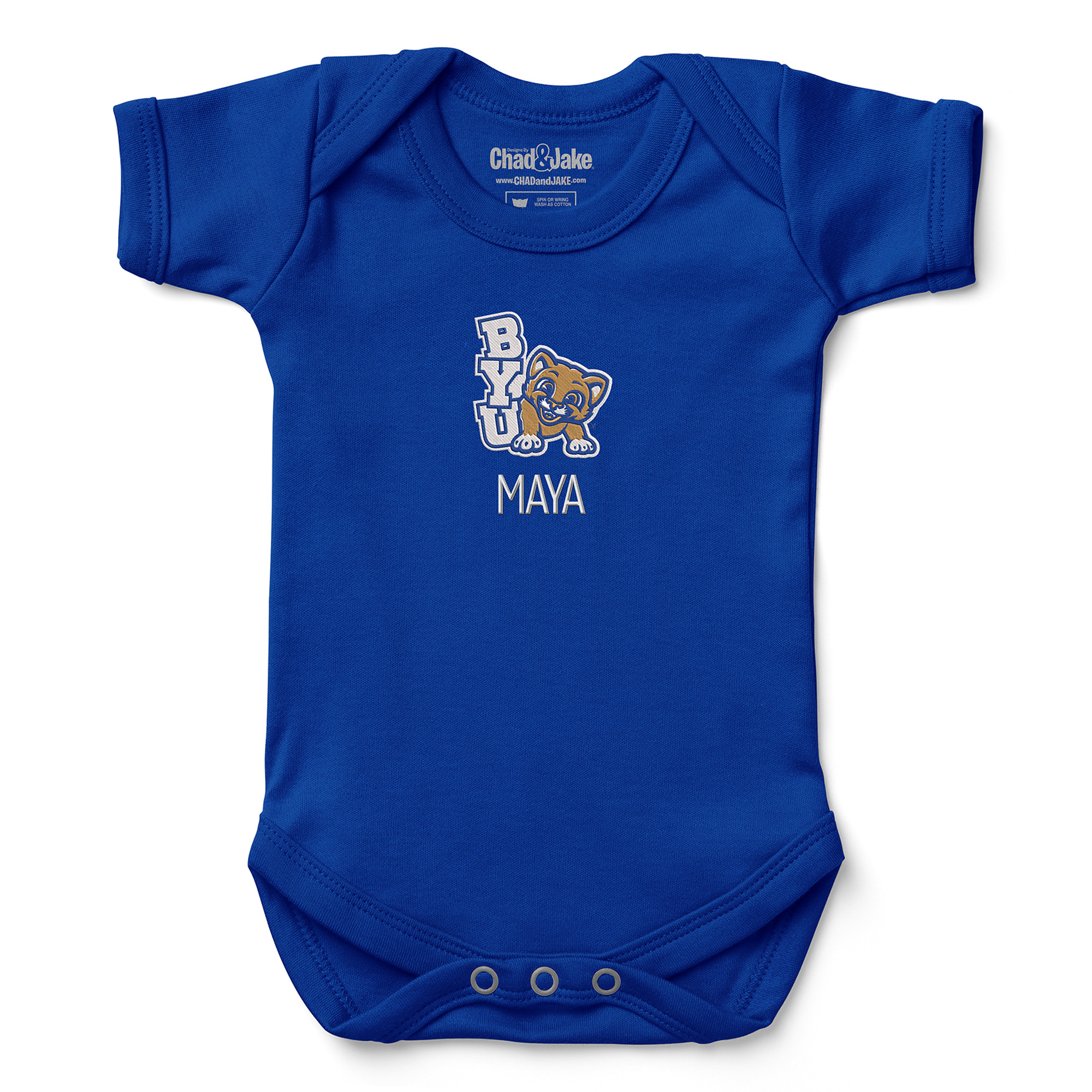 Newborn & Infant Chad & Jake Royal BYU Cougars Personalized Team Logo Bodysuit