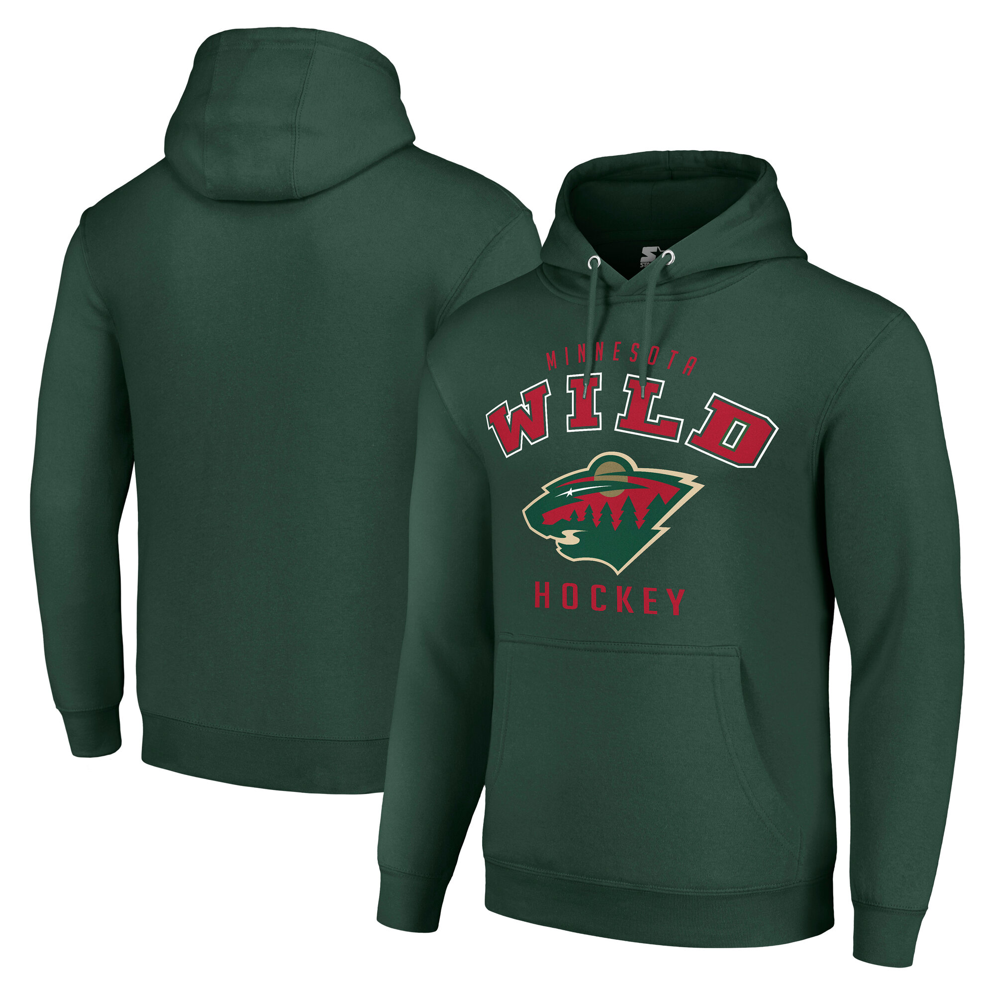Men's Starter Green Minnesota Wild Logo Pullover Hoodie