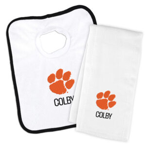 Infant Chad & Jake Clemson Tigers Team Personalized Bib & Burp Cloth Set