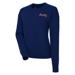 Women's Antigua Navy Atlanta Braves Forward Fleece Pullover Sweatshirt