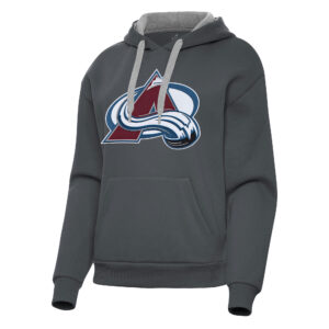 Women's Antigua Charcoal Colorado Avalanche Victory Pullover Hoodie