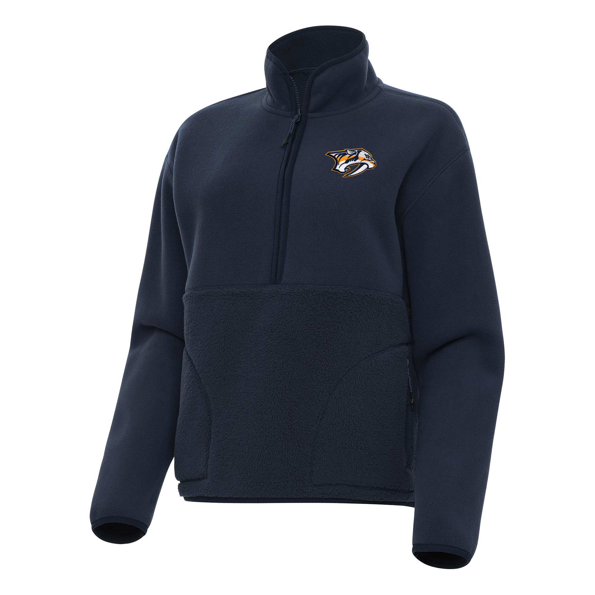 Women's Antigua Navy Nashville Predators Figure Half-Zip Pullover Sweatshirt