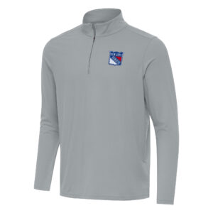 Men's Antigua Gray New York Rangers Intent Quarter-Zip Top