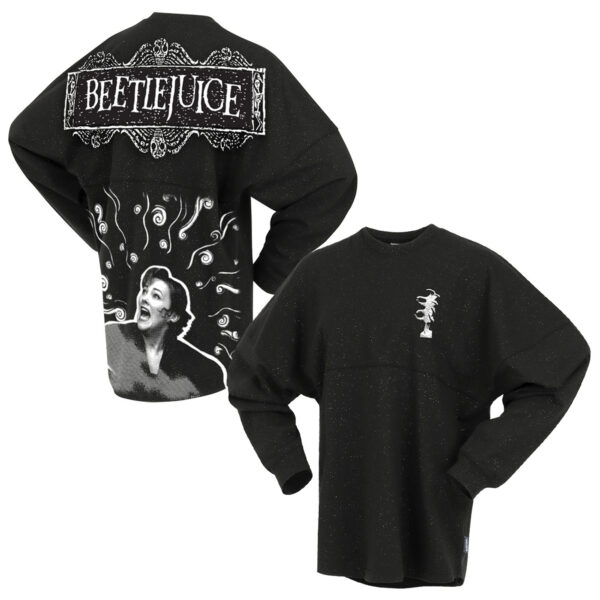Unisex Spirit Jersey  Black Beetlejuice Oversized Delia Deetz Sparkle Wash Long Sleeve T-Shirt