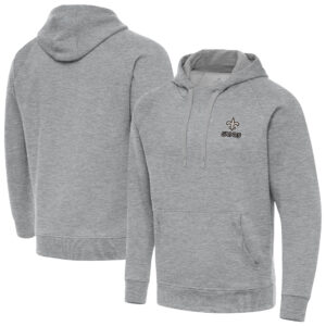 Men's Antigua Heather Gray New Orleans Saints Victory Pullover Hoodie