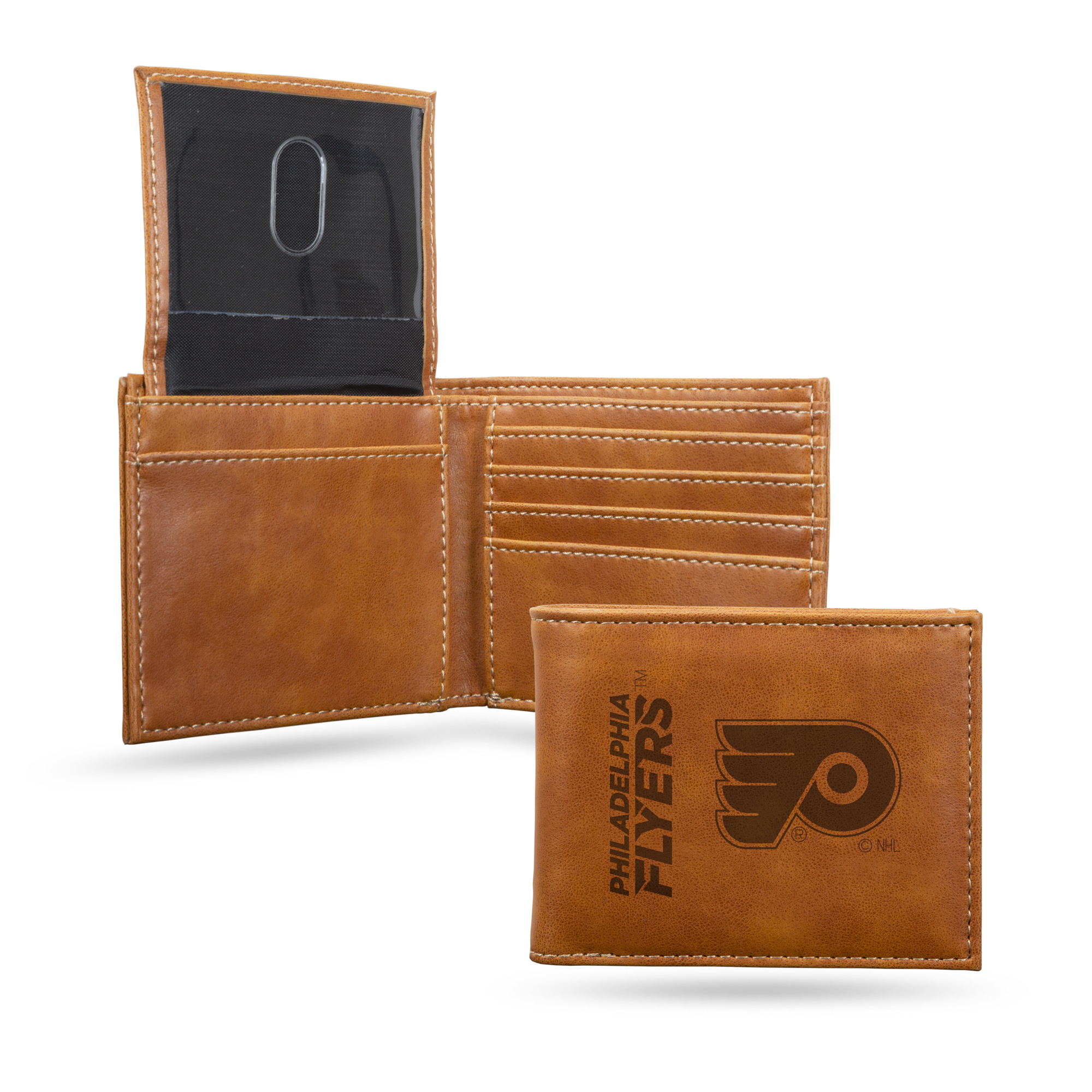 Brown Philadelphia Flyers Laser Engraved Billfold Wallet