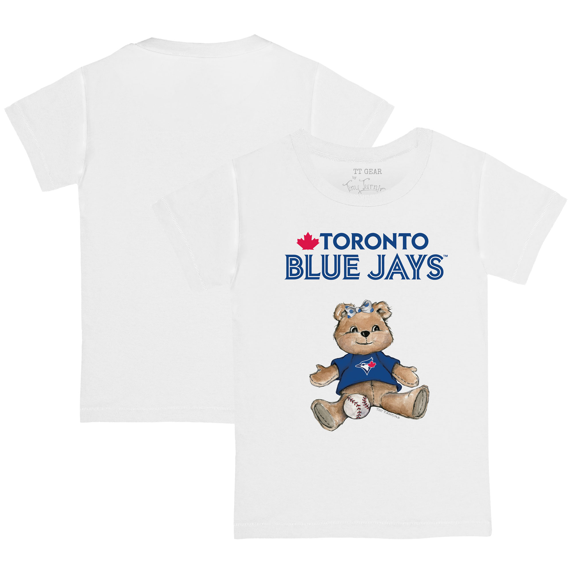 Toddler Tiny Turnip White Toronto Blue Jays Girl Teddy T-Shirt - Image 5