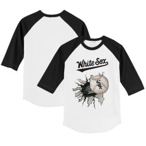 Toddler Tiny Turnip White/Black San Francisco Giants Baseball Cross Bats 3/4-Sleeve Raglan T-Shirt