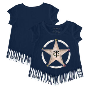 Girls Youth Tiny Turnip Navy Minnesota Twins Military Star Fringe T-Shirt