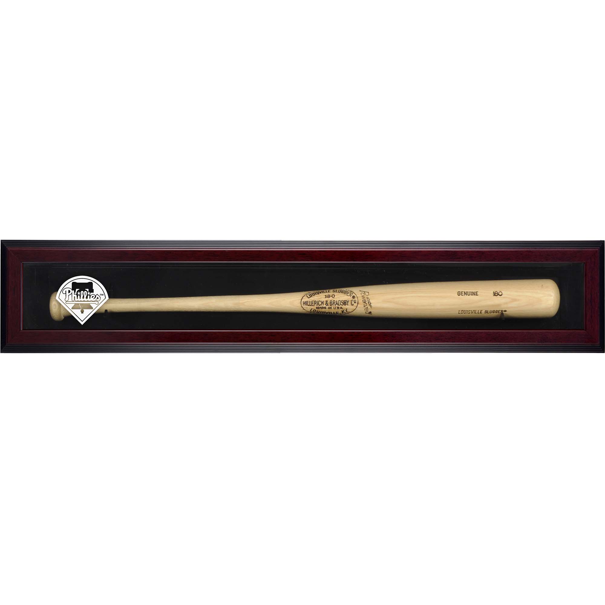 Philadelphia Phillies Logo Mahogany Framed Single Bat Display Case