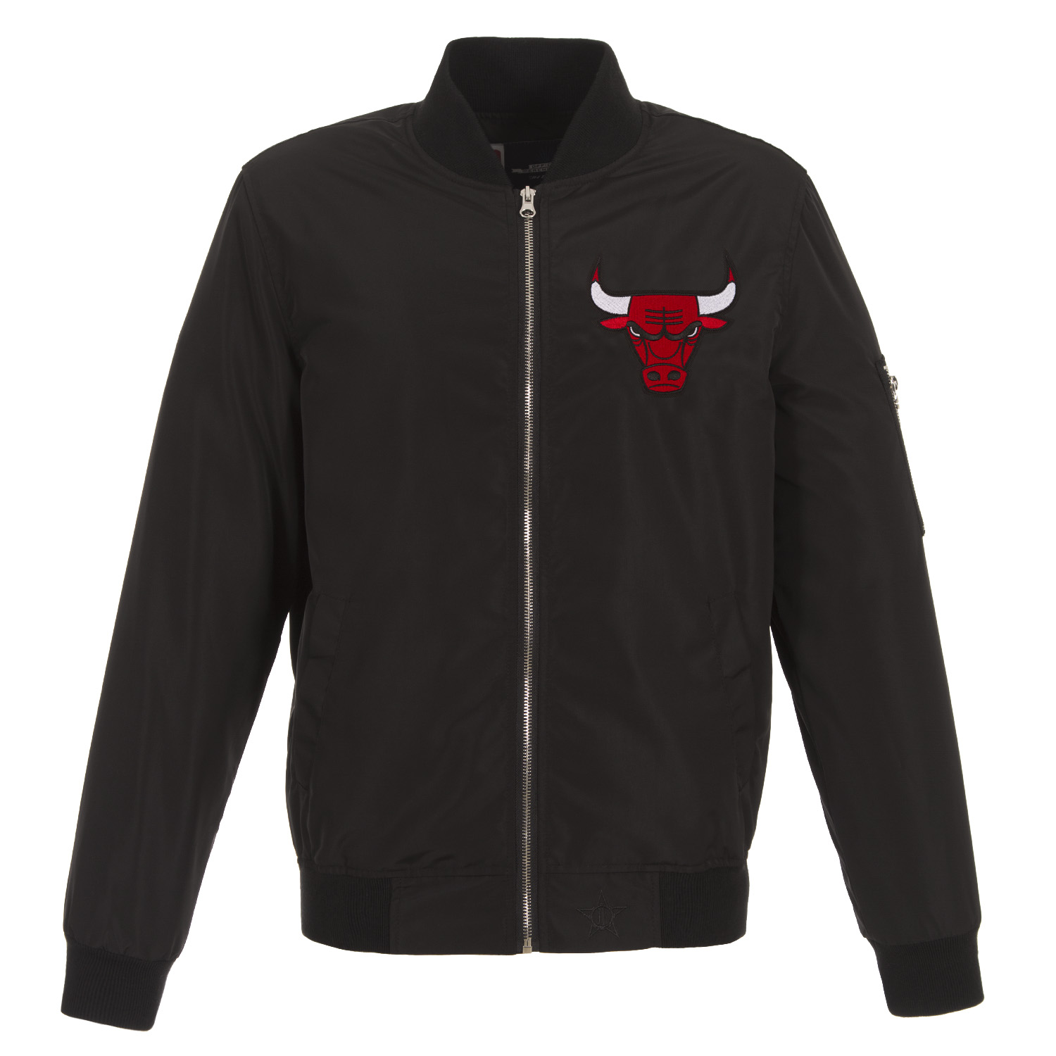 Men's JH Design Black Chicago Bulls Lightweight Nylon Full-Zip Bomber Jacket
