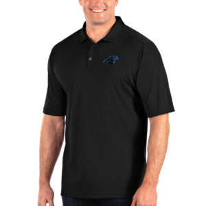 Men's Antigua Black Carolina Panthers Tribute Big & Tall Polo