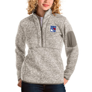 Women's Antigua Oatmeal New York Rangers Fortune Half-Zip Sweatshirt