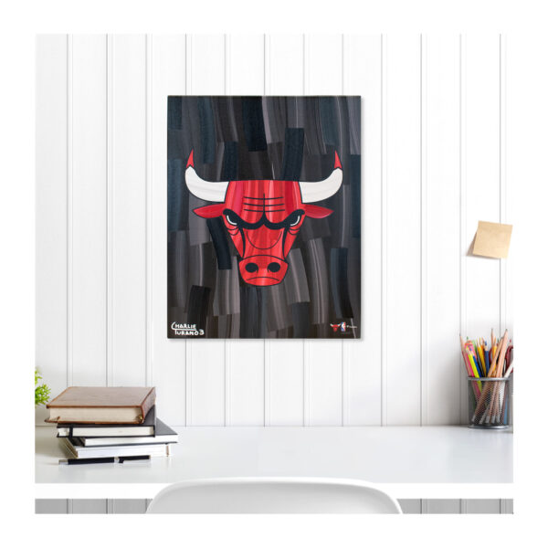 Chicago Bulls Stretched 16" x 20" Embellished Canvas Giclee Print - Art by Charlie Turano III