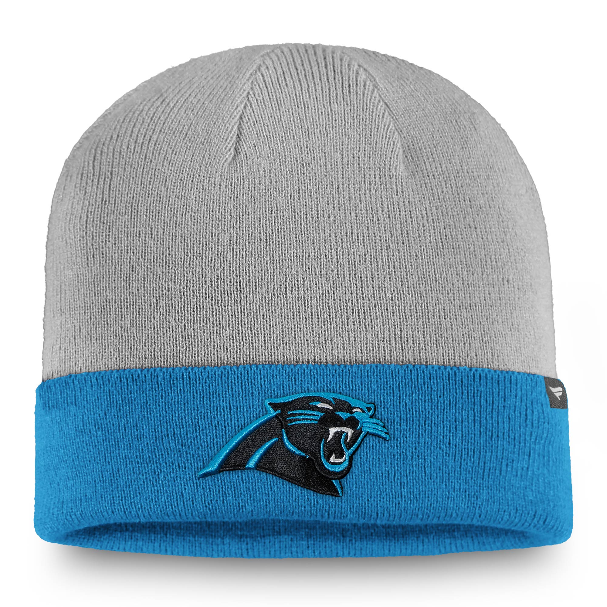 Men's NFL Pro Line by Fanatics Heathered Gray/Blue Carolina Panthers 2-Tone Cuffed Knit Hat