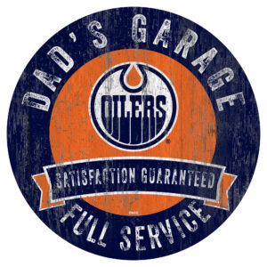 Edmonton Oilers 12" Dad's Garage Wood Sign