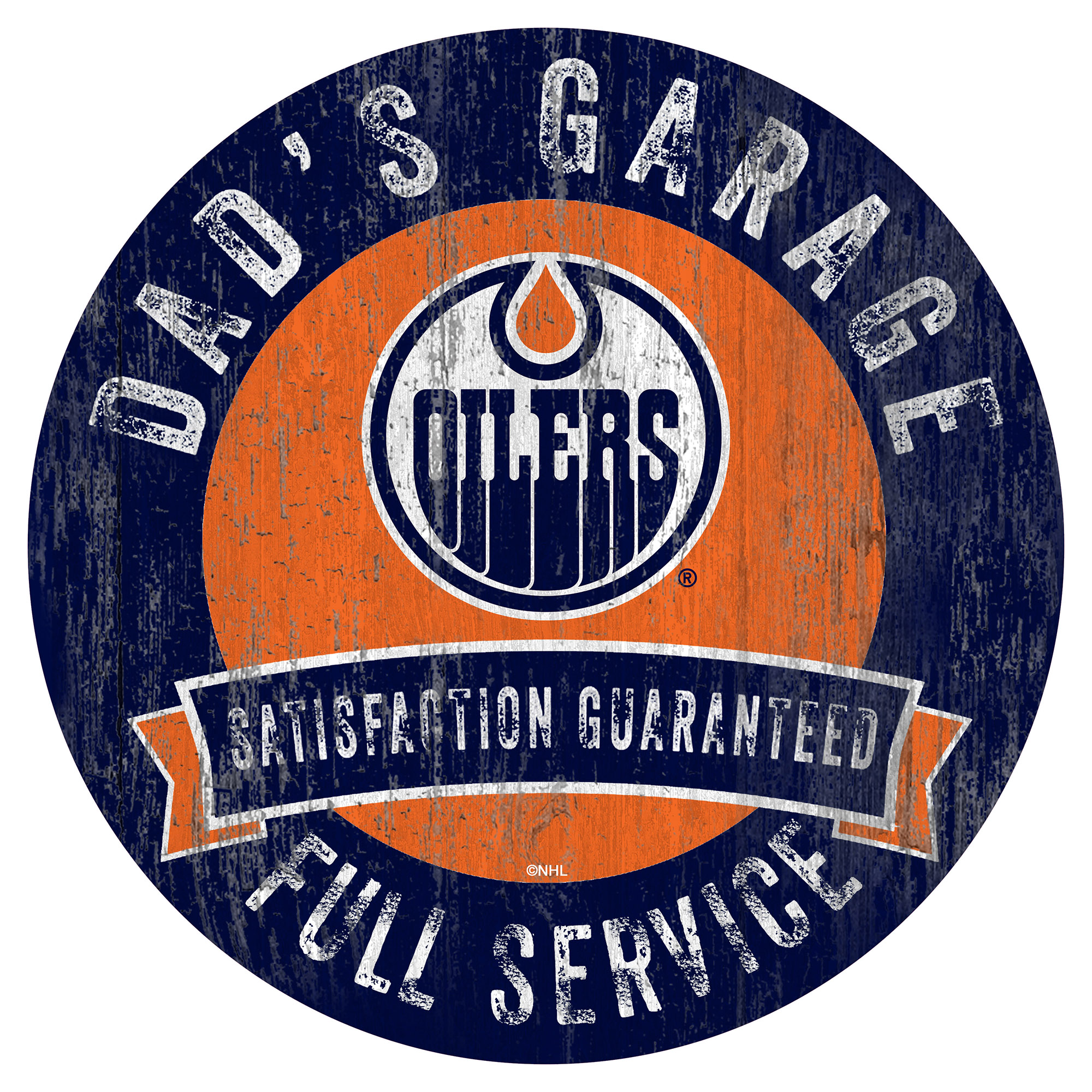 Edmonton Oilers 12" Dad's Garage Wood Sign