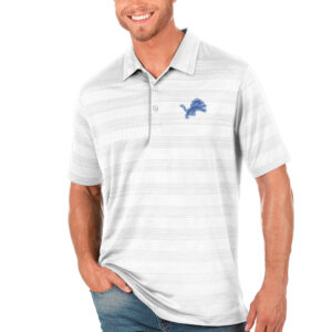 Men's Antigua White Detroit Lions Compass Polo