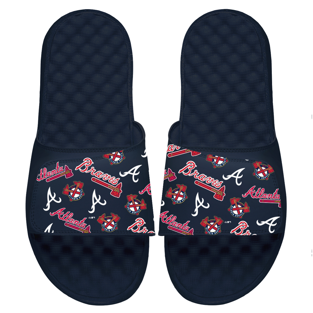 Youth ISlide Navy Atlanta Braves Loudmouth Logo Slide Sandals