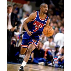 Kenny Anderson New Jersey Nets Unsigned Blue Jersey Pushing Ball Up Court Photograph